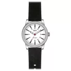   Ceas bărbătesc Q&Q quartz, carcasă argintie, curea neagră, cadran alb QB20J321Y