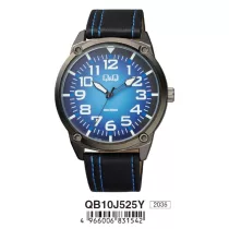   Ceas bărbătesc Q&Q quartz, carcasă și curea neagră, cadran albastru QB10J525Y
