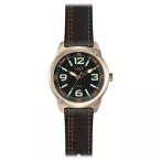   Ceas bărbătesc Q&Q quartz, carcasă culoare rosegold, curea maro, cadran maro QB10J115Y
