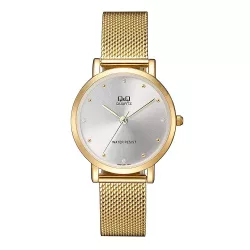   Ceas damă Q&Q quartz, carcasă și brățară aurie, cadran argintiu QA21J001Y