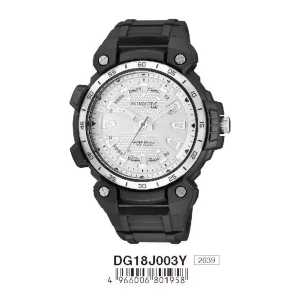 Ceas bărbătesc Q&Q plastic, quartz/LCD, carcasă și curea neagră, cadran alb DG18J003Y