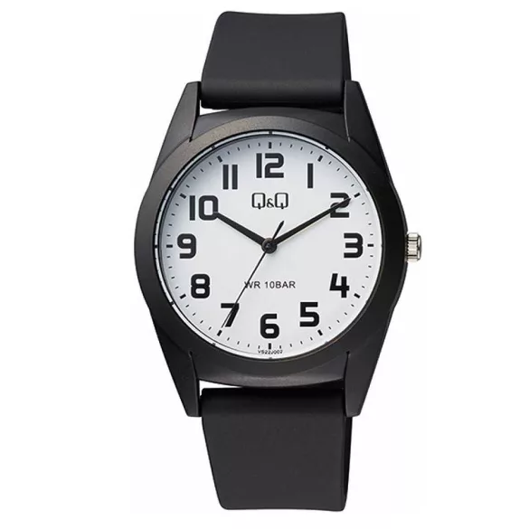 Ceas bărbătesc Q&Q quartz, carcasă și curea neagră, cadran alb VS22J002Y