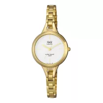   Ceas damă Q&Q fashion, quartz, carcasă și brățară aurie, cadran alb S305J001Y