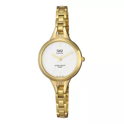   Ceas damă Q&Q fashion, quartz, carcasă și brățară aurie, cadran alb S305J001Y