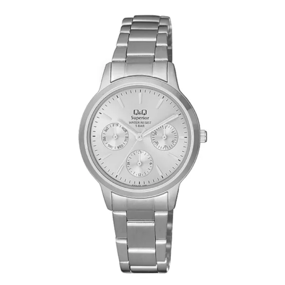 Ceas damă Q&Q quartz, carcasă și brățară argintie, cadran argintiu S303J201Y