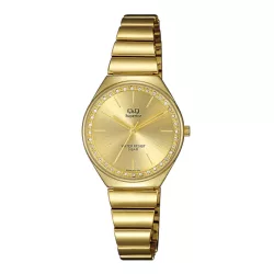   Ceas damă Q&Q quartz, carcasă și brățară aurie, cadran auriu S293J010Y