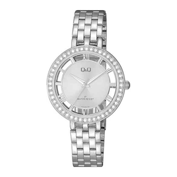Ceas damă Q&Q fashion, quartz, carcasă și brățară argintie, cadran alb QZ25J207Y