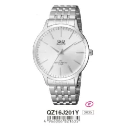   Ceas bărbătesc Q&Q quartz, carcasă și brățară argintie, cadran alb QZ16J201Y