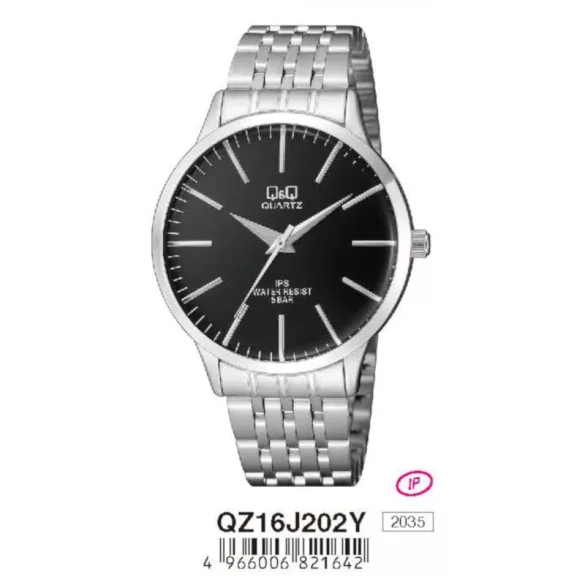 Ceas bărbătesc Q&Q quartz, carcasă și brățară argintie, cadran albastru QZ16J202Y