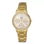   Ceas damă Q&Q quartz, carcasă și brățară aurie, cadran bej S303J007Y
