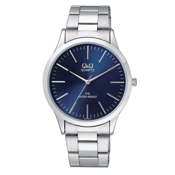 Ceas bărbătesc Q&Q quartz, carcasă și brățară argintie, cadran albastru C212J212Y