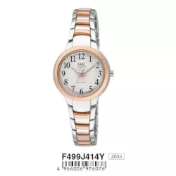   Ceas damă Q&Q quartz, carcasă și brățară bicolor, cadran alb F499J414Y