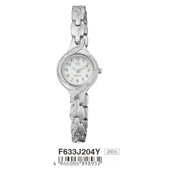 Ceas damă Q&Q fashion, quartz, carcasă și brățară argintie, cadran alb F633J204Y