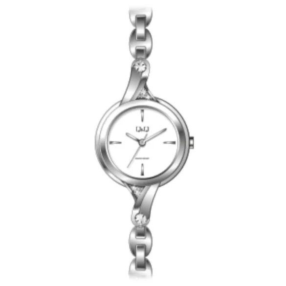 Ceas damă Q&Q fashion, quartz, carcasă și brățară bicolor, cadran alb F637J201Y