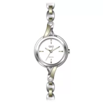   Ceas damă Q&Q fashion, quartz, carcasă și brățară bicolor, cadran alb F637J401Y