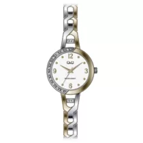   Ceas damă Q&Q fashion, quartz, carcasă și brățară bicolor, cadran alb F643J404Y