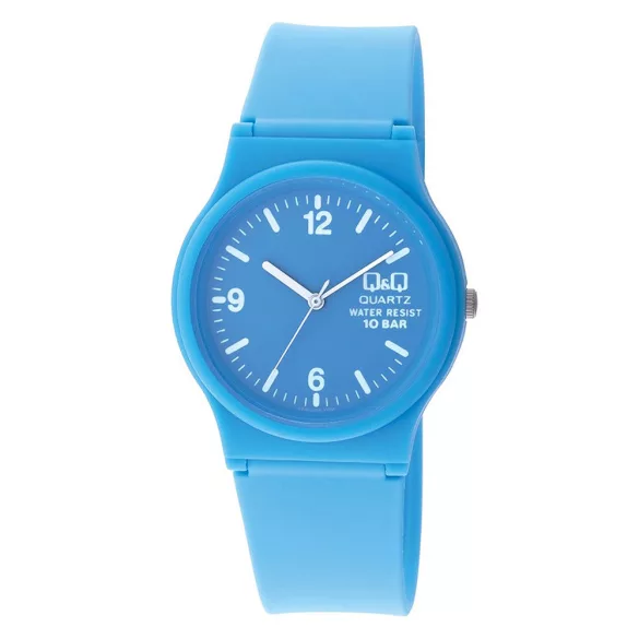Ceas damă Q&Q quartz, carcasă și curea albastră, cadran albastru VP46J014Y