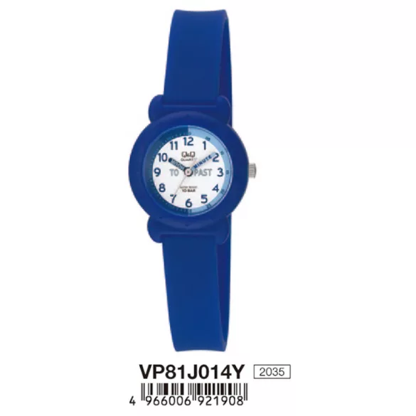 Ceas Q&Q pentru copii, quartz, carcasă și curea albastră, cadran alb VP81J014Y