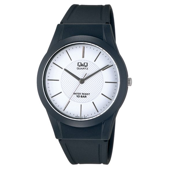Ceas bărbătesc Q&Q quartz, carcasă și curea neagră, cadran alb VQ50J003Y