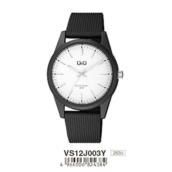 Ceas damă Q&Q quartz, carcasă și curea neagră, cadran alb, VS12J003Y