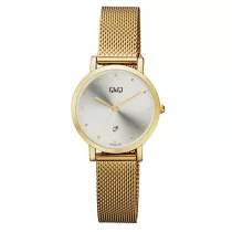   Ceas damă Q&Q quartz, carcasă și brățară aurie, cadran argintiu A419J001Y