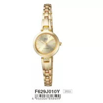   Ceas damă Q&Q quartz, carcasă și brățară aurie, cadran auriu F629J010Y