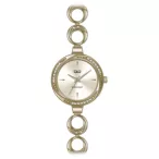   Ceas damă Q&Q fashion, quartz, carcasă și brățară aurie, cadran auriu F645J010Y
