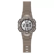   Ceas bărbătesc Q&Q plastic, quartz/LCD, carcasă și brățară maro M124J007Y