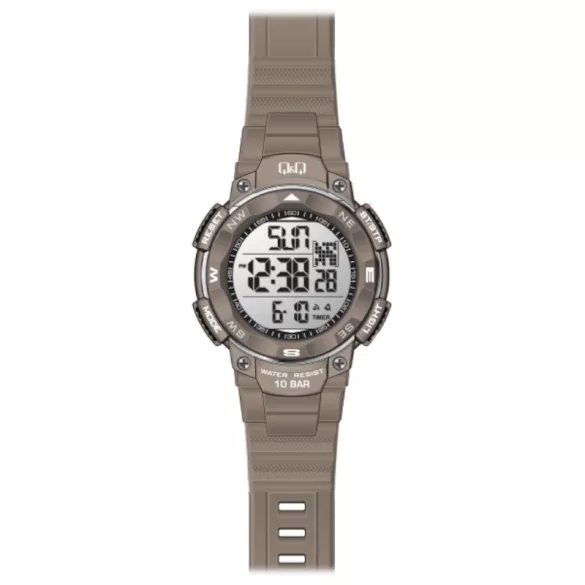 Ceas bărbătesc Q&Q plastic, quartz/LCD, carcasă și brățară maro M124J007Y