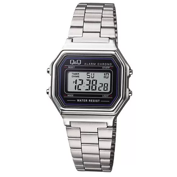 Ceas bărbătesc Q&Q quartz/LCD, carcasă și brățară argintie M173J001Y