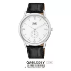   Ceas bărbătesc Q&Q quartz, carcasă argintie, curea neagră, cadran alb QA60J301Y