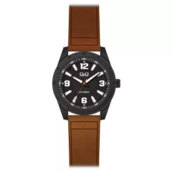   Ceas bărbătesc Q&Q quartz, cadran neagră, curea maro, cadran negru QB14J505Y