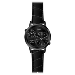   Ceas bărbătesc Q&Q quartz, carcasă argintie, curea neagră, cadran negru QZ22J505Y