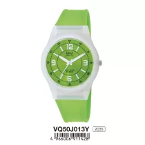 Ceas damă Q&Q plastic, quartz, alb/verde VQ50J013Y