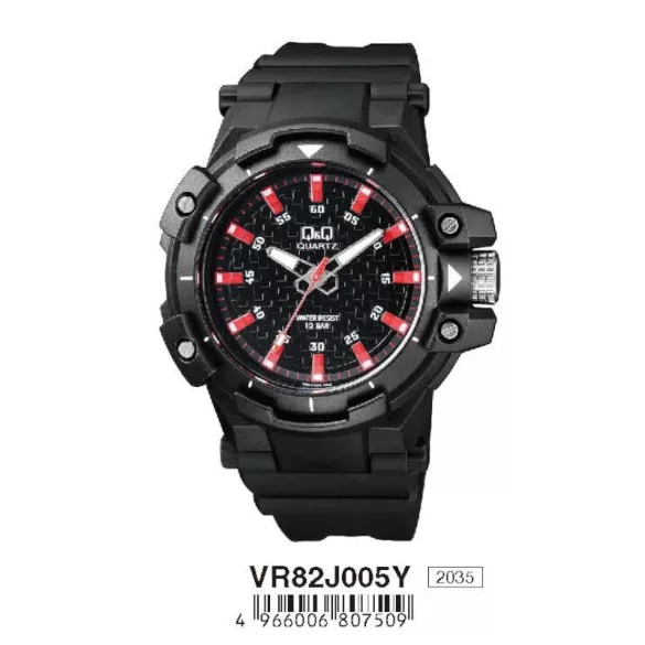 Ceas bărbătesc Q&Q plastic, quartz, negru VR82J005Y