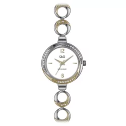   Ceas damă Q&Q fashion, carcasă și brățară bicolor, cadran alb F645J401Y