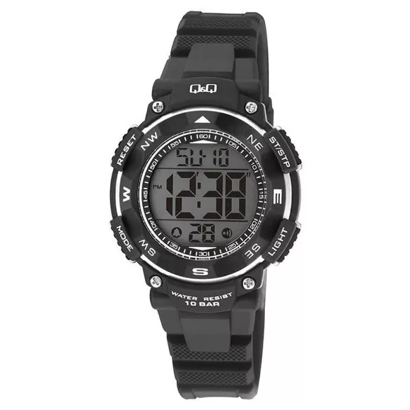 Ceas damă Q&Q plastic, LCD, carcasă și brățară neagră M149J002Y