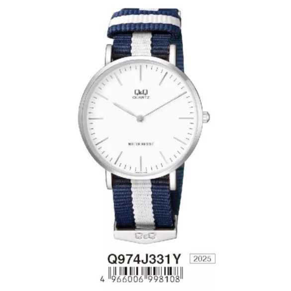 Ceas bărbătesc Q&Q quartz, curea din silicon, carcasă argintie Q974J331Y
