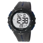   Q&Q férfi karóra, quartz, LCD kijelzés, fekete színű műanyag tok, fekete színű műanyag szíj, M102J003Y