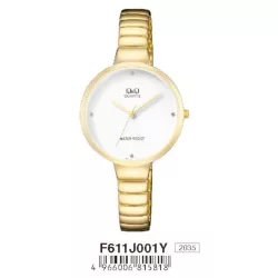 Ceas damă Q&Q fashion, quartz, auriu, F611J001Y