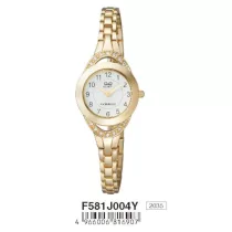 Ceas damă Q&Q quartz, carcasă aurie, F581J004Y