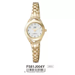 Ceas damă Q&Q quartz, carcasă aurie, F581J004Y