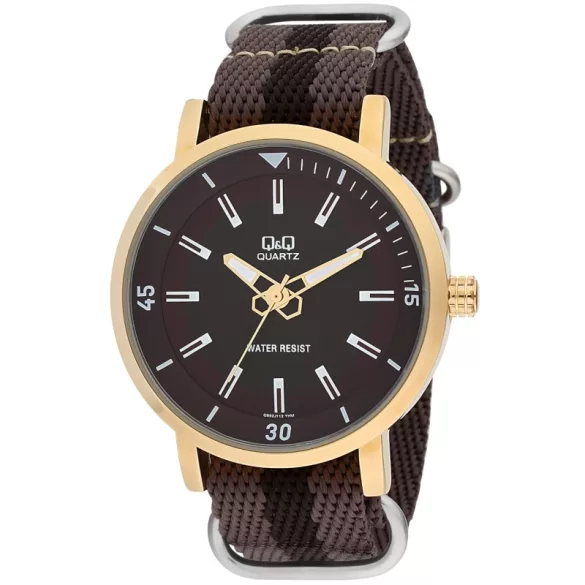 Ceas bărbătesc Q&Q quartz, curea textil, carcasă aurie, Q892J112Y