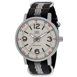   Ceas bărbătesc Q&Q quartz, curea textil, carcasră argintiu, Q892J503Y