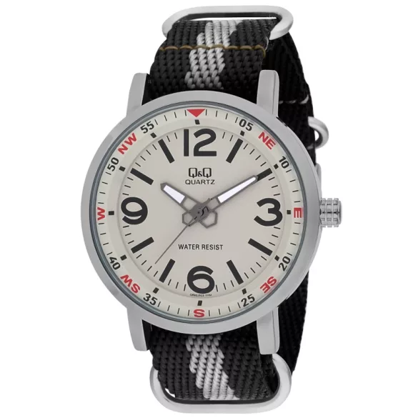 Ceas bărbătesc Q&Q quartz, curea textil, carcasră argintiu, Q892J503Y