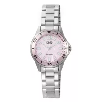   Q&Q női karóra, quartz, ezüst színű fémtok, ezüst színű nemesacél csat, rózsaszín számlap, Q88B-002PY