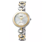   Q&Q női karóra, quartz, bicolor színű fémtok, bicolor színű fémcsat, ezüst színű számlap, F11A-003PY