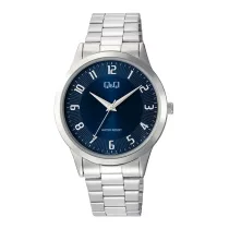   Q&Q férfi karóra, quartz, ezüst színű fémtok, ezüst színű nemesacél csat, kék számlap, C10A-064PY