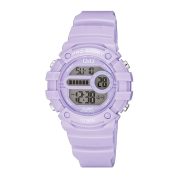   Q&Q női digitális karóra, lila műanyag tok, lila műanyag szíj, LCD kijelzés, G15A-004VY