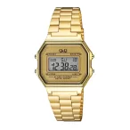   Q&Q digitális karóra, arany színű tok, arany színű nemesacél, LCD kijelzés,  G17A-003JY